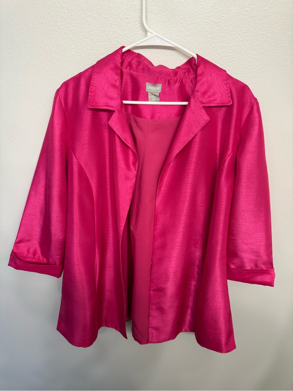 Chico's Fuchsia Satin Open-Front Jacket
